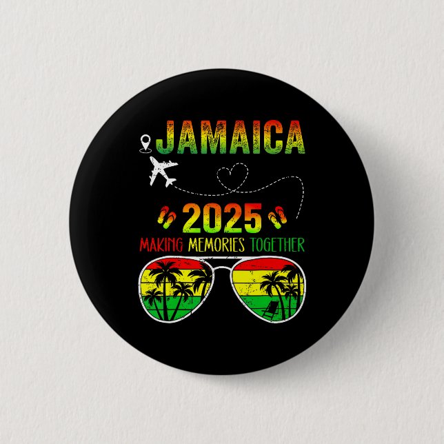 Badge Rond 5 Cm Jamaïque Réunion familiale 2025 Faire des souvenir (Devant)