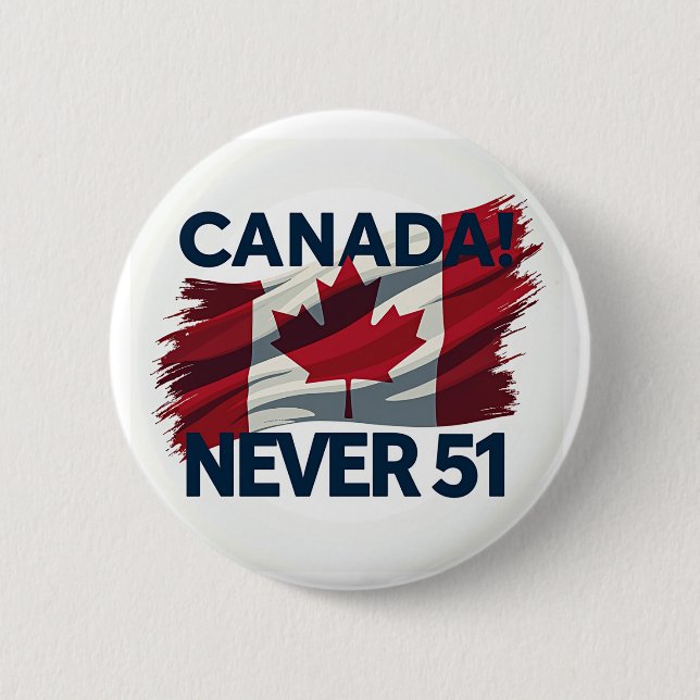Badge Rond 5 Cm Jamais 51, Canada, drapeau canadien, Feuille d'éra (Devant)