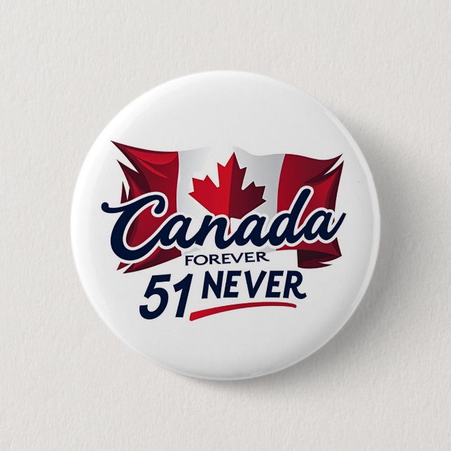 Badge Rond 5 Cm Jamais 51, Canada pour toujours, Feuille d'érable  (Devant)