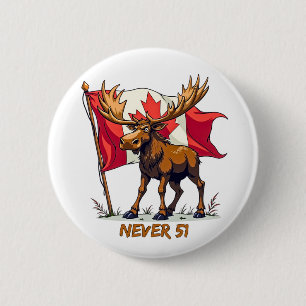 Badge Rond 5 Cm Jamais 51, Oie, Feuille d'érable drapeau canadien
