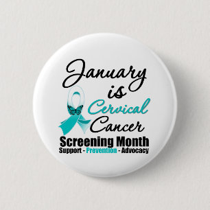 Badge Rond 5 Cm Janvier est mois de dépistage du cancer du col de