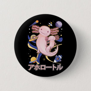 Badge Rond 5 Cm Japanese Cute Axolotl Family Galaxy Anime