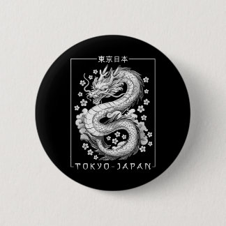 Badge Rond 5 Cm Japon Dragon Tokyo Japon 80s Asiatique Mythique An
