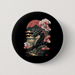 Badge Rond 5 Cm Japonais esthétique Dragon japonais Art japonais T