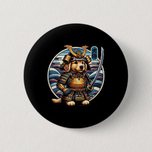 Badge Rond 5 Cm Japonais Samurai Dog Tattoo, Golden Retriever Kawa