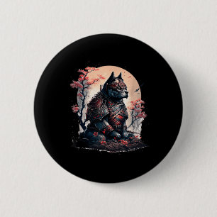 Badge Rond 5 Cm Japonais Samurai Ninja Chien Tatouage Graphique Po