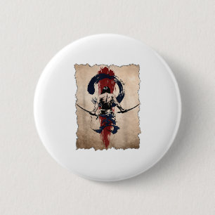 Badge Rond 5 Cm Japonais Samurai Warrier Retro Vintage