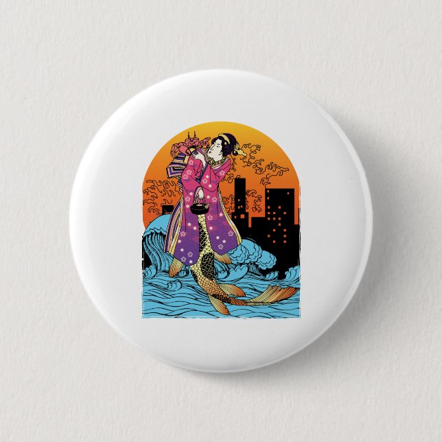 Badge Rond 5 Cm Japonais Sirène Monster Kaiju esthétique (Devant)