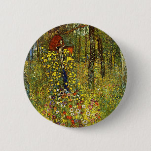 Badge Rond 5 Cm Jardin agricole avec Crucifix par Gustav Klimt