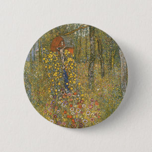 Badge Rond 5 Cm Jardin agricole avec Crucifix (par Gustav Klimt)