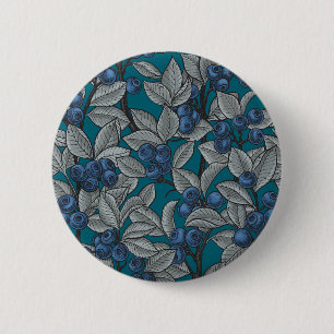 Badge Rond 5 Cm Jardin aux bleuets, bleu et gris