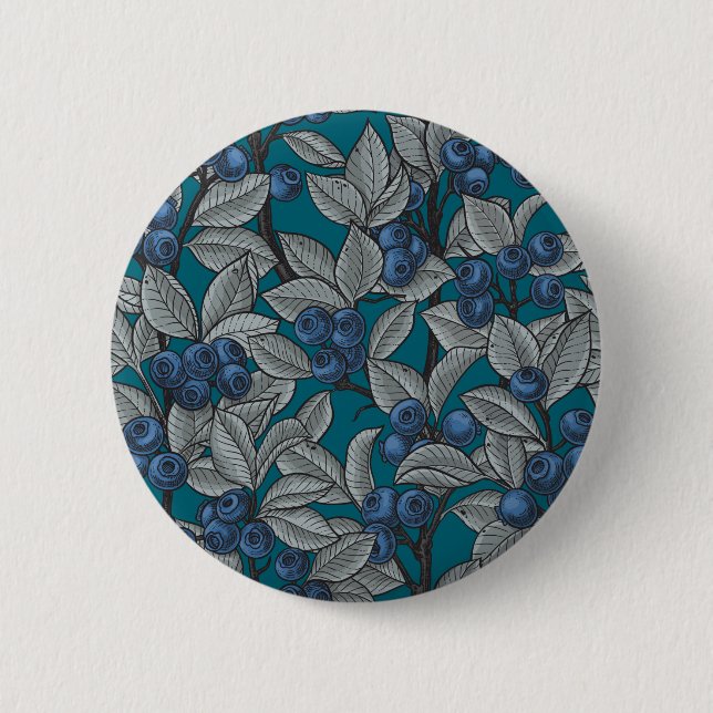 Badge Rond 5 Cm Jardin aux bleuets, bleu et gris (Devant)