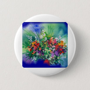 Badge Rond 5 Cm Jardin bleu