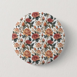 Badge Rond 5 Cm Jardin Botanique de Rose Rouge Classique Vintage
