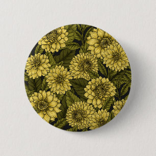 Badge Rond 5 Cm Jardin de Dahlia jaune