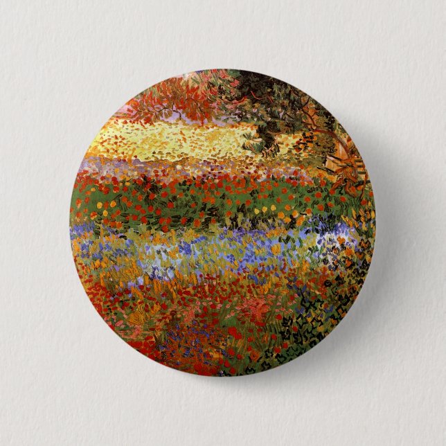 Badge Rond 5 Cm Jardin de fleurs (F430) Van Gogh Art (Devant)