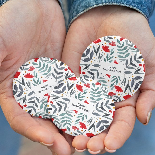 Badge Rond 5 Cm Jardin de l'aquarelle magique Fête des mères (Créateur téléchargé)
