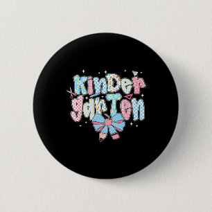 Badge Rond 5 Cm Jardin d'enfants Arc Crayon Carreaux Drôle Retour 