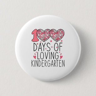 Badge Rond 5 Cm Jardin d'enfants Cœur Rose Saint-Valentin 100 Jour