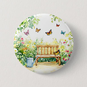Badge Rond 5 Cm Jardin d'été avec papillons