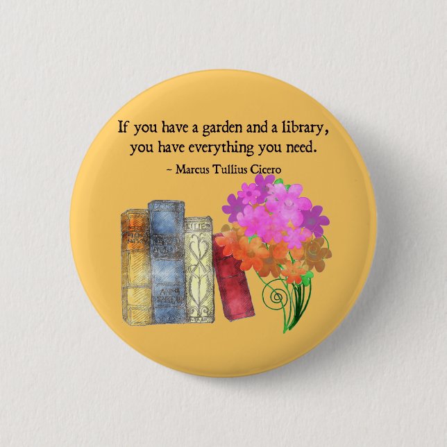 BADGE ROND 5 CM JARDIN ET BIBLIOTHÈQUE (Devant)