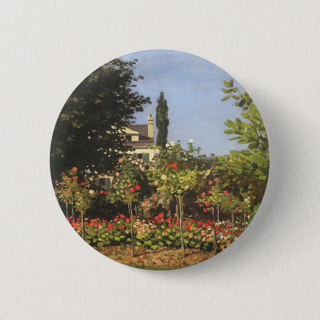 Badge Rond 5 Cm Jardin fleuri à Sainte Adresse par Claude Monet (Devant)