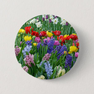 Badge Rond 5 Cm Jardin fleuri coloré