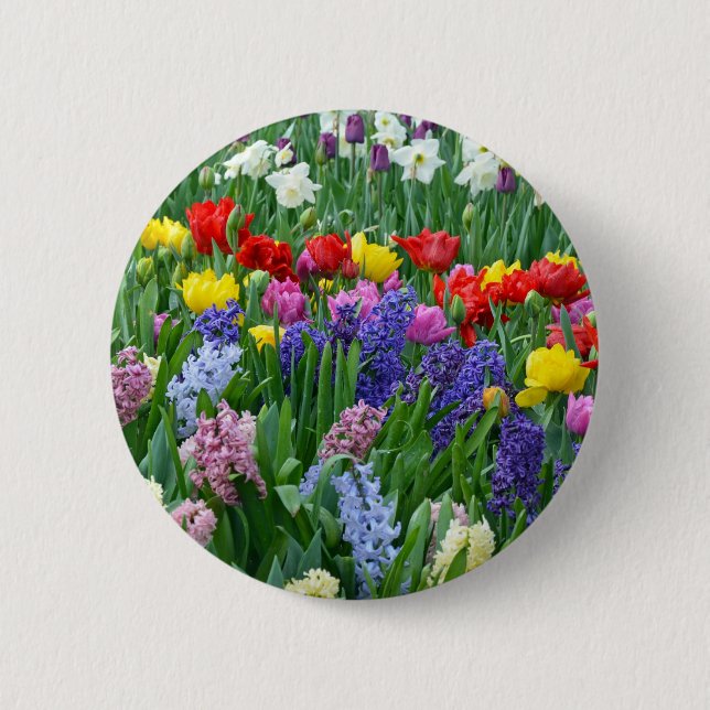Badge Rond 5 Cm Jardin fleuri coloré (Devant)
