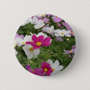 Badge Rond 5 Cm Jardin fleuri cosmos coloré