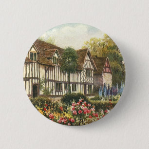 Badge Rond 5 Cm Jardin Formel d'Architecture Vintage Cottage Angla