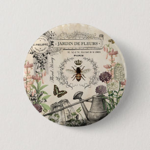 BADGE ROND 5 CM JARDIN FRANÇAIS D'ABEILLE