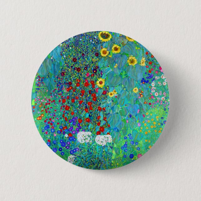 Badge Rond 5 Cm Jardin Gustav Klimt avec tournesols (Devant)