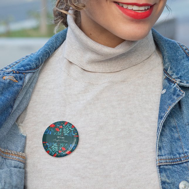 Badge Rond 5 Cm Jardin magique - turquoise foncé et rouge (Créateur téléchargé)