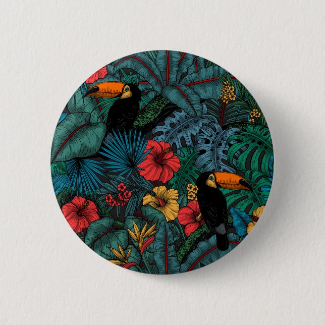 Badge Rond 5 Cm Jardin toucan (Devant)