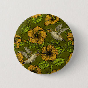Badge Rond 5 Cm Jardin tropical nocturne jaune et vert