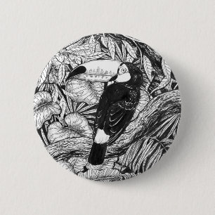 Badge Rond 5 Cm Jardin tropical toucan