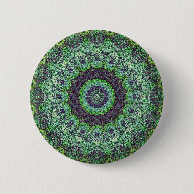 Badge Rond 5 Cm Jardin Vert Mandala Abstrait (Devant)
