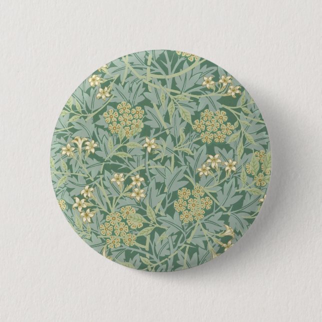 Badge Rond 5 Cm Jasmine jaune vert par William Morris (Devant)
