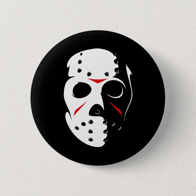 Badge Rond 5 Cm Jason Halloween Masque de Hockey Vendredi 13 (Devant)