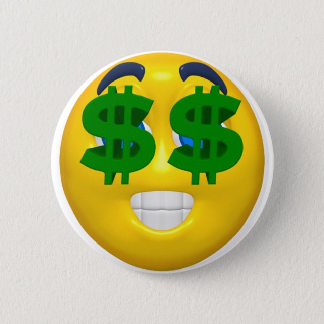 Badge Rond 5 Cm jaune avec des yeux d'argent (Devant)