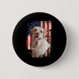 Badge Rond 5 Cm Jaune Labrador Labs Patriotique American Flag Chie