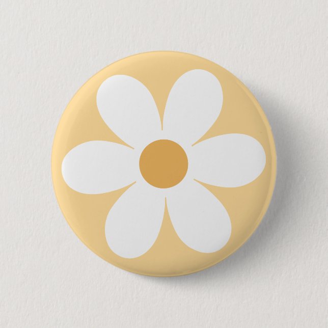 Badge Rond 5 Cm Jaune marguerite rétro boho (Devant)