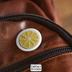 Badge Rond 5 Cm Jaune Moderne Minimale Fraîche Crochet Citron Slic
