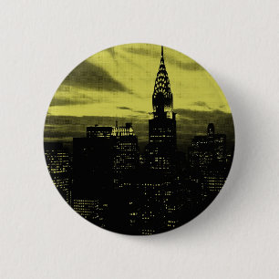 Badge Rond 5 Cm Jaune pointu Noir New York City