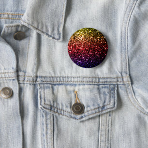 Badge Rond 5 Cm Jaune rouge violet arc-en-ciel faux paillettes sci