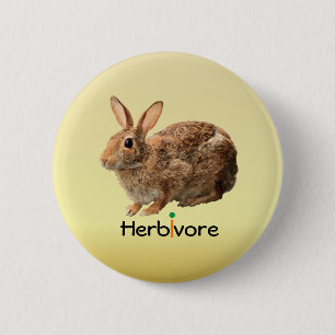 Badge Rond 5 Cm Jaune sauvage herbivore végétalien câlin de lap