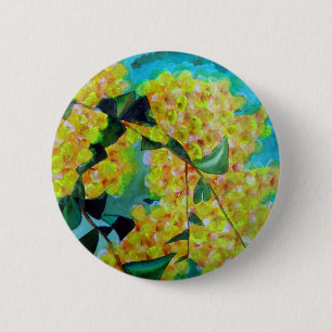 Badge Rond 5 Cm Jaune Wattle