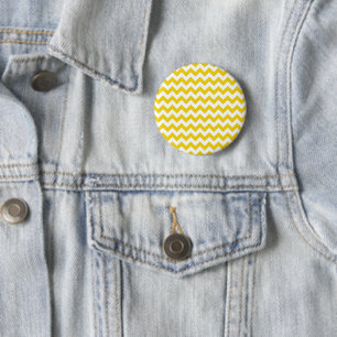 Badge Rond 5 Cm Jaune Zigzag, Jaune Chevron, Motif géométrique