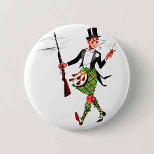 Badge Rond 5 Cm jaunty Scotsman avec fusil