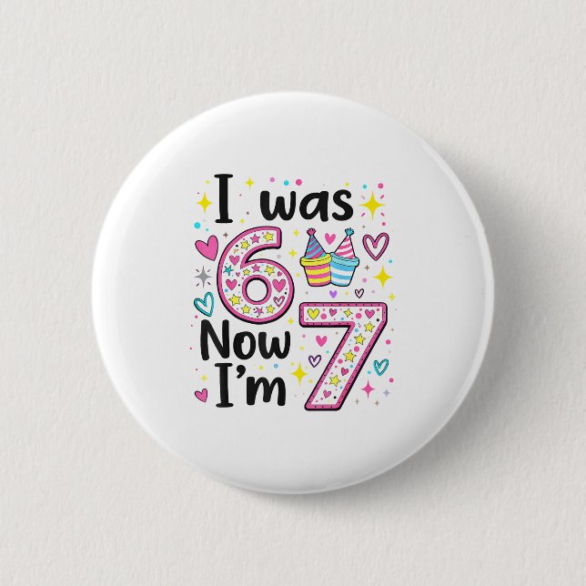 Badge Rond 5 Cm J'avais 6 ans maintenant j'ai 7 ans enfants rétro  (Devant)